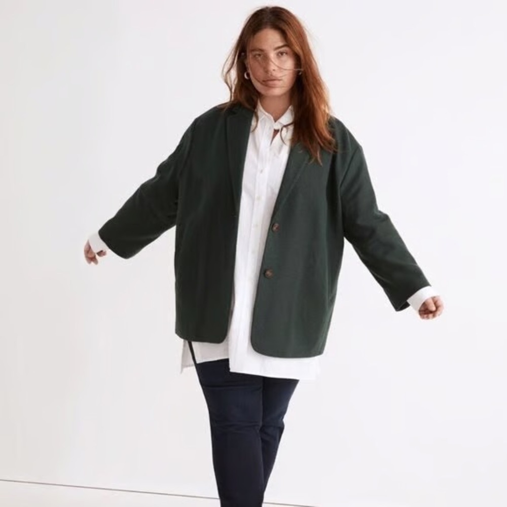 Madewell Jacket Women's 4X Green The Brushed Oversized Dorset Blazer NEW